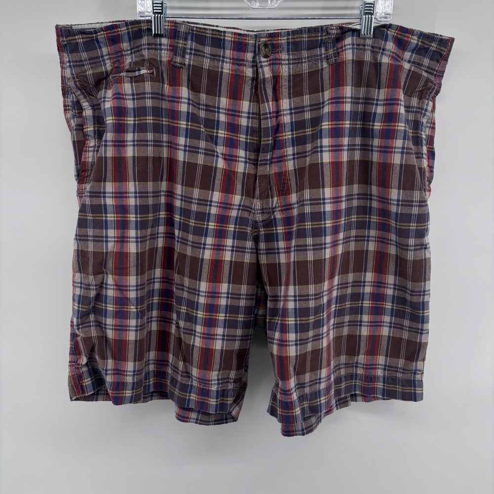 American Eagle Plaid Shorts Brown Red Blue Casual Comfy Menswear Style size 44